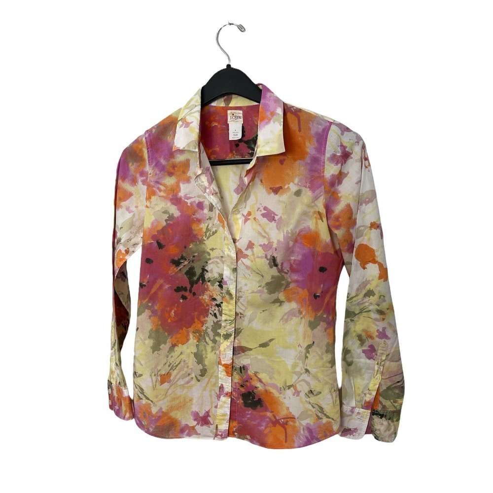 J.Crew Women Blouse Small Long Sleeve Open Front Bottons‎